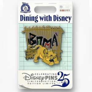 2025 WDW Dining with Disney 10/12 Boma Animal Kingdom Lodge Simba LE Pin IN HAND